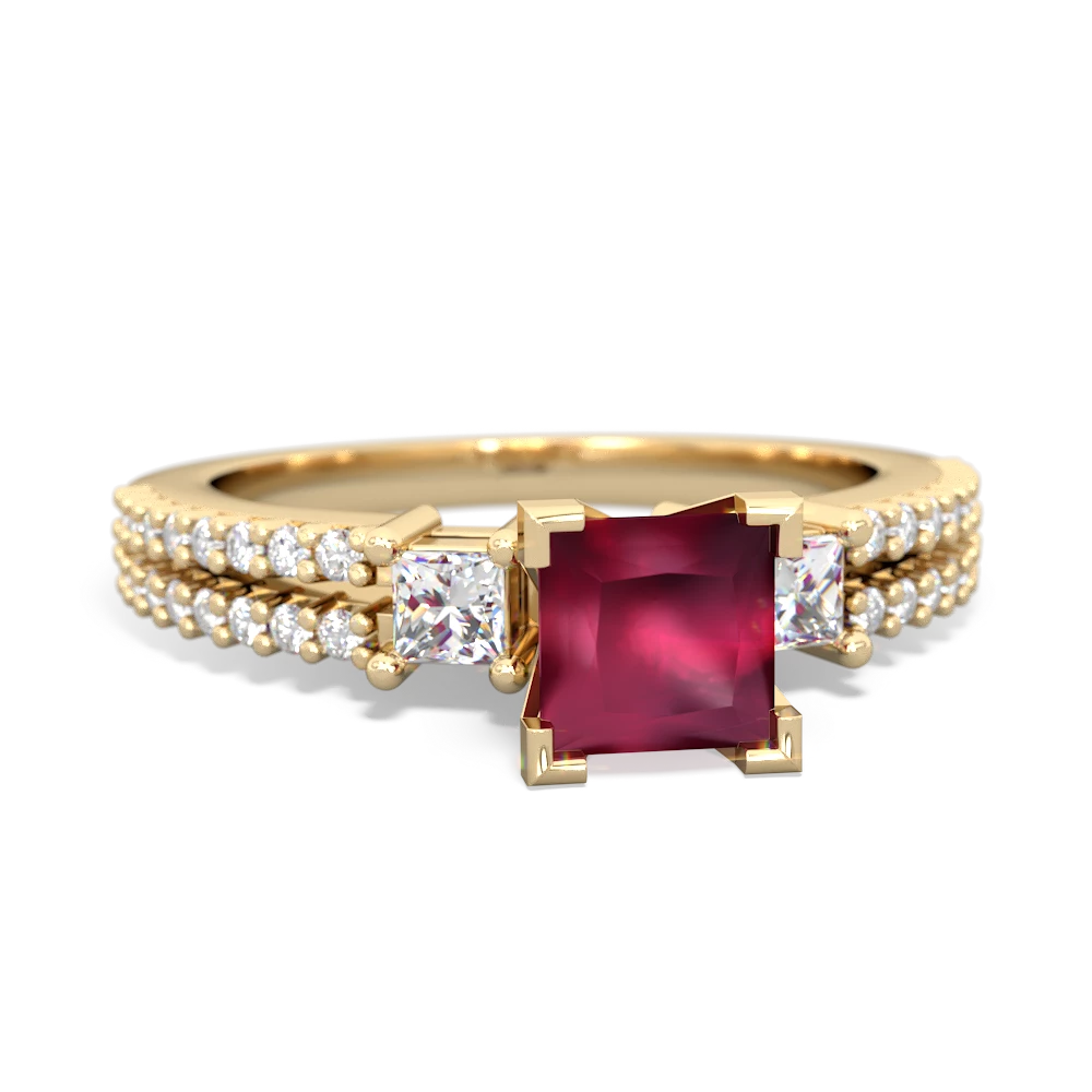 Ruby Classic 5Mm Square Engagement 14K Yellow Gold ring R26435SQ
