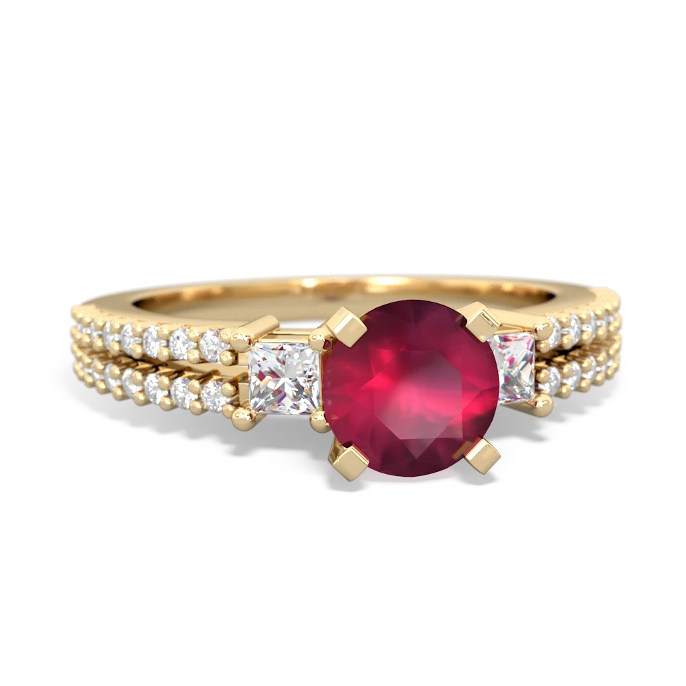 Ruby Classic 6Mm Round Engagement 14K Yellow Gold ring R26436RD