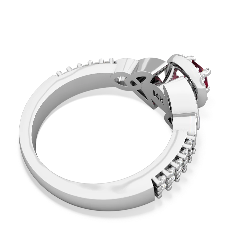 Ruby Celtic Knot Halo 14K White Gold ring R26445RH