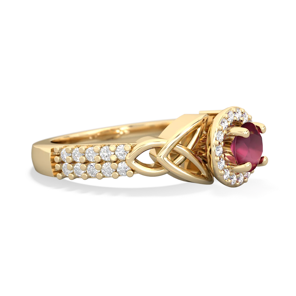 Ruby Celtic Knot Halo 14K Yellow Gold ring R26445RH