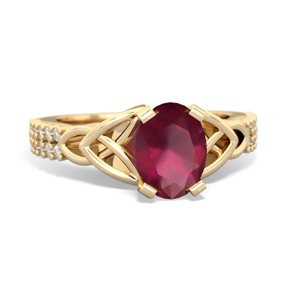 Ruby Celtic Knot 8X6 Oval Engagement 14K Yellow Gold ring R26448VL