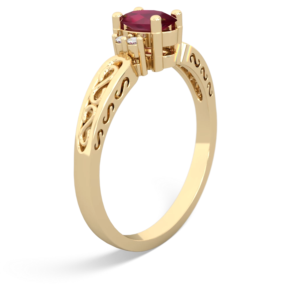 Ruby Filligree Scroll Oval 14K Yellow Gold ring R0812