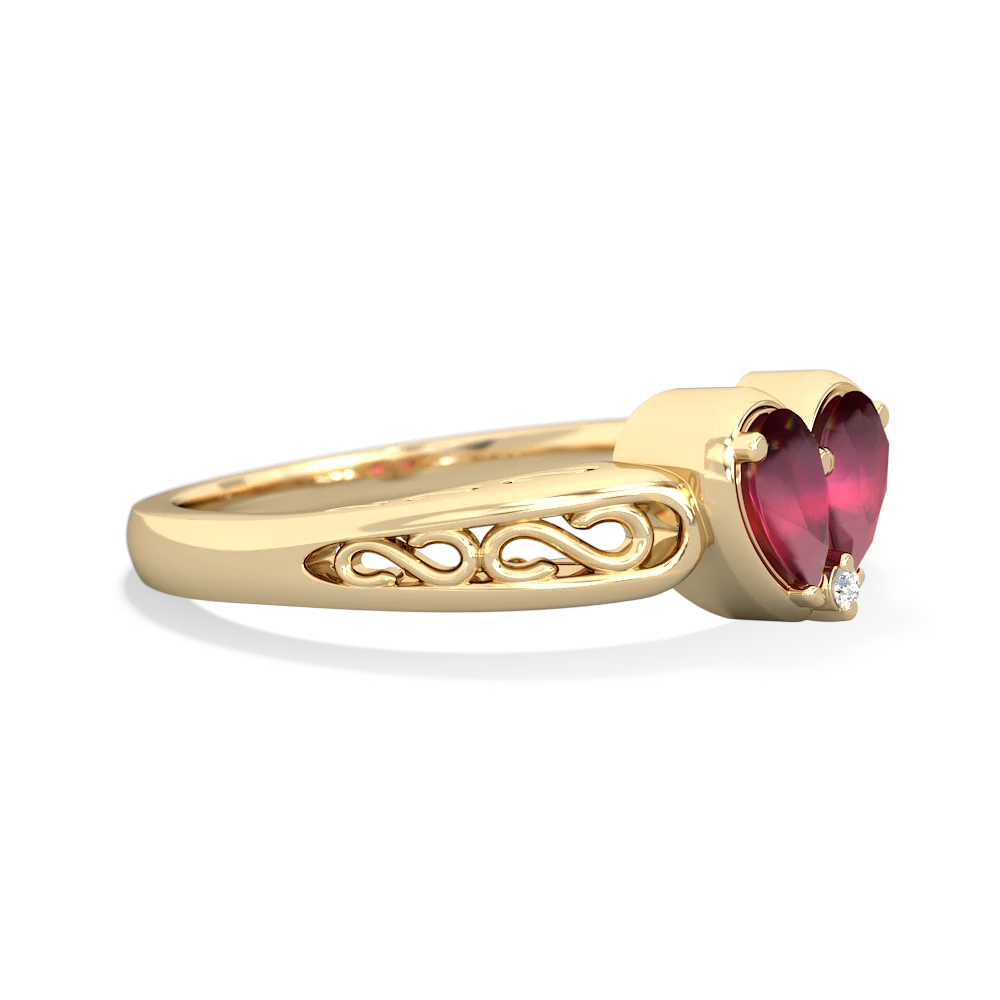 Ruby Filligree 'One Heart' 14K Yellow Gold ring R5070