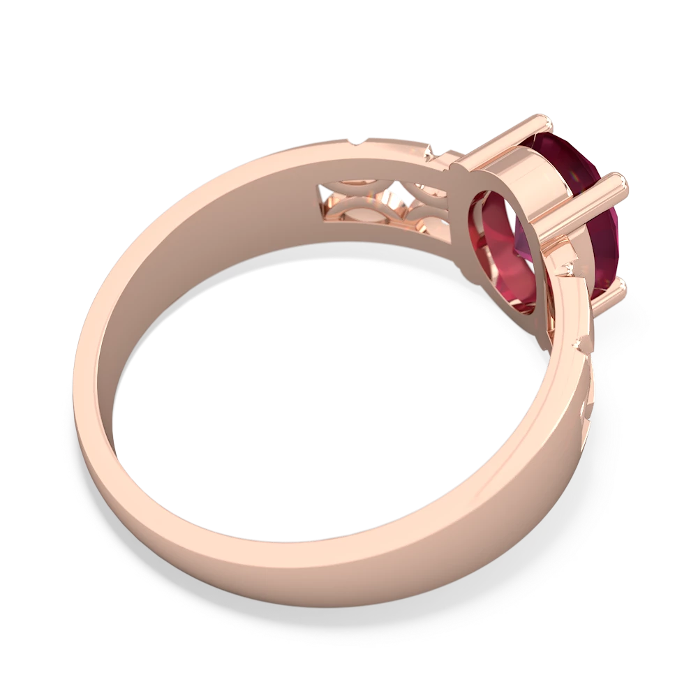 Ruby Art Deco Filigree 14K Rose Gold ring R2322