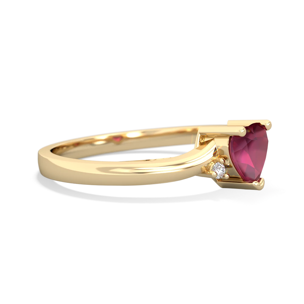 Ruby Delicate Heart 14K Yellow Gold ring R0203