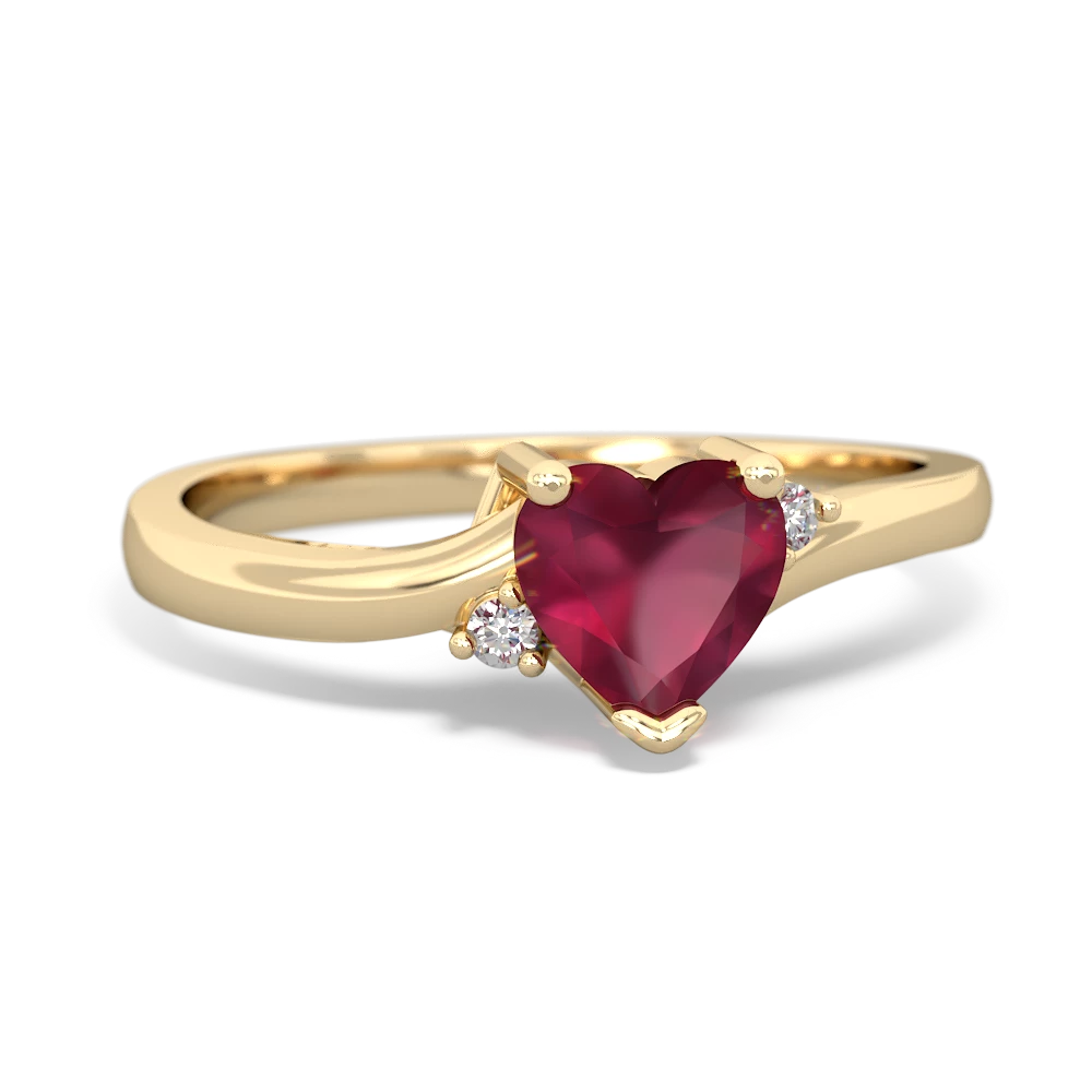 Ruby Delicate Heart 14K Yellow Gold ring R0203