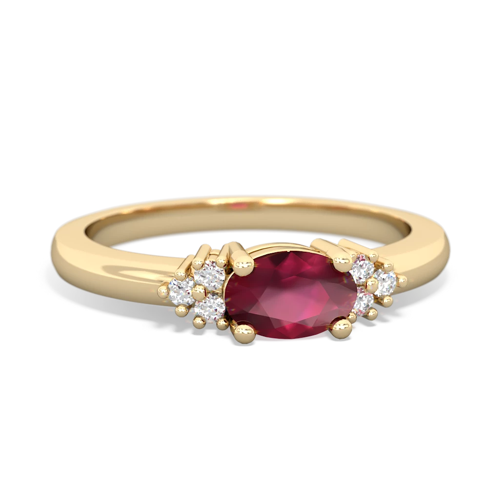 Ruby Simply Elegant East-West 14K Yellow Gold ring R2480