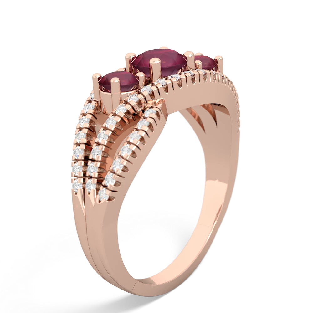 Alexandrite Three Stone Aurora 14K Rose Gold ring R3080