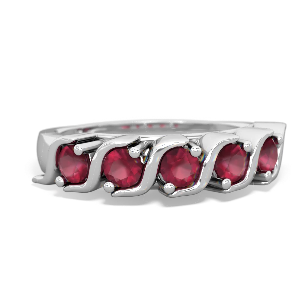 Ruby Anniversary Band 14K White Gold ring R2089