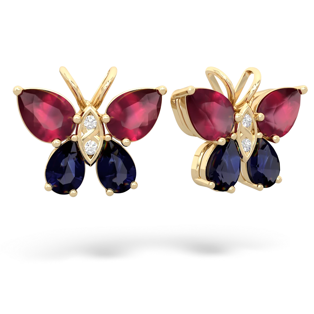 Ruby Butterfly 14K Yellow Gold earrings E2215