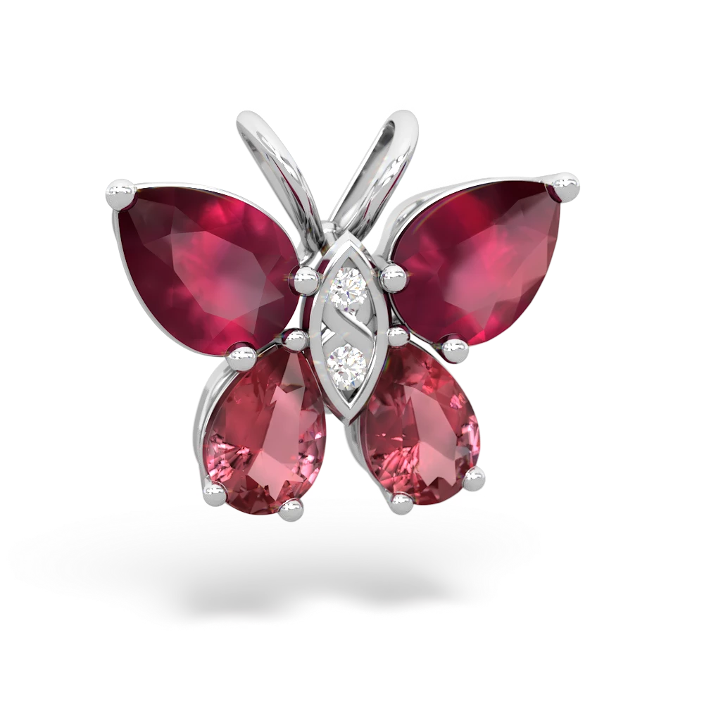 Ruby Butterfly 14K White Gold pendant P2215