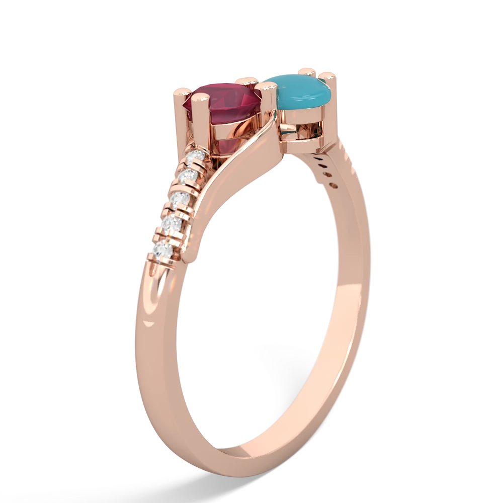 Ruby Infinity Pave Two Stone 14K Rose Gold ring R5285