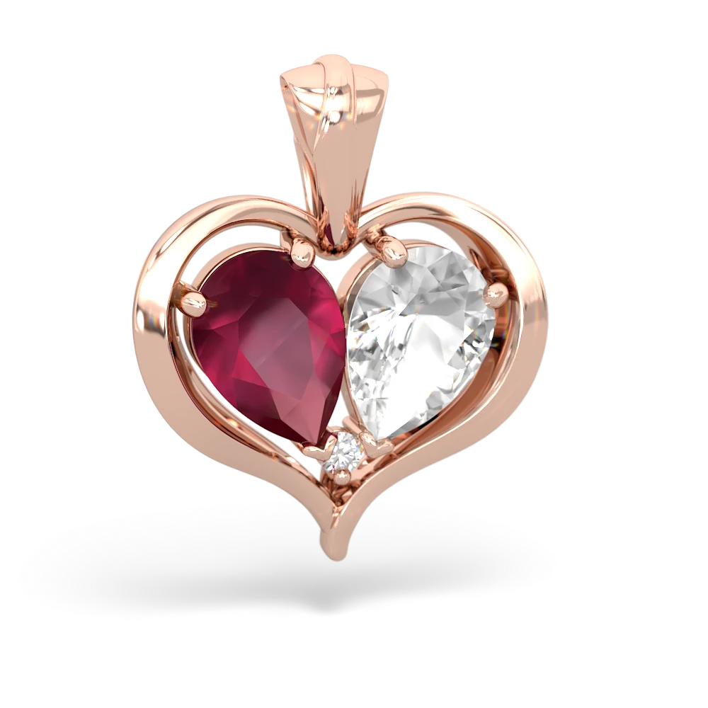 Ruby Two Become One 14K Rose Gold pendant P5330
