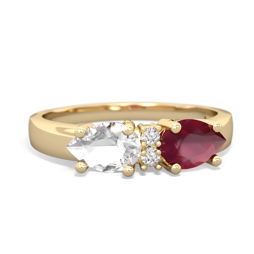 Ruby Pear Bowtie 14K Yellow Gold ring R0865