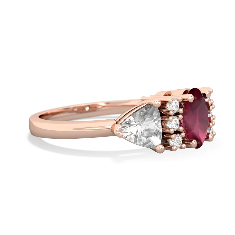 Ruby Antique Style Three Stone 14K Rose Gold ring R2186