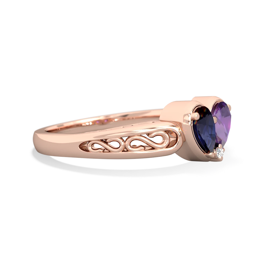 Sapphire Filligree 'One Heart' 14K Rose Gold ring R5070
