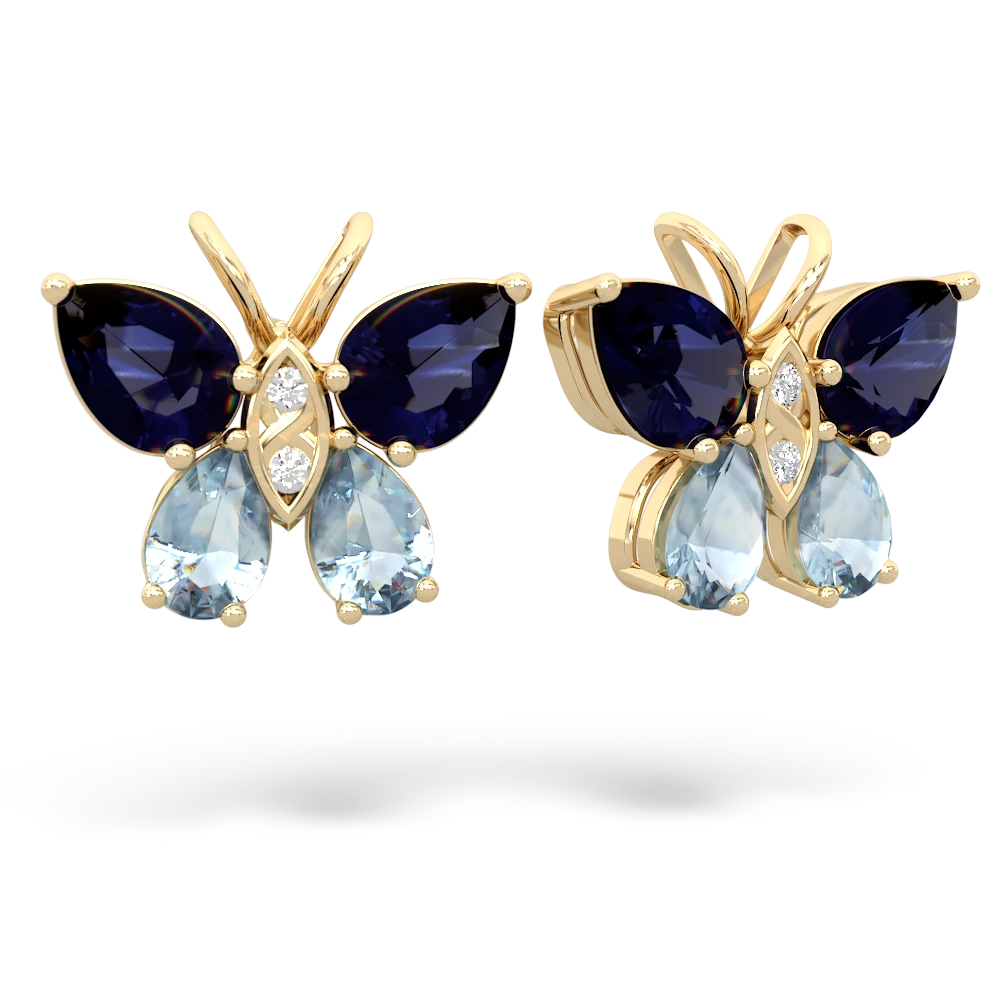 Sapphire Butterfly 14K Yellow Gold earrings E2215