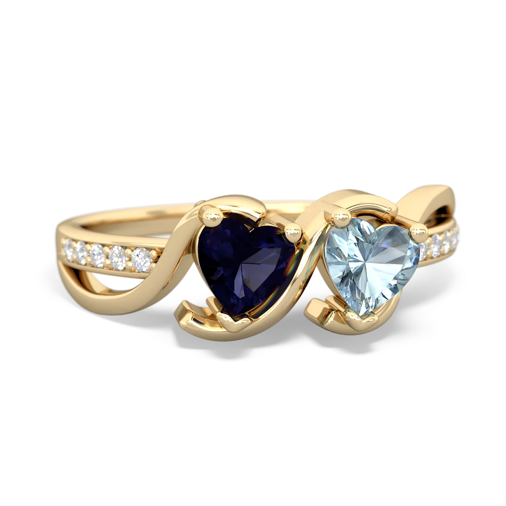 Sapphire Side By Side 14K Yellow Gold ring R3090