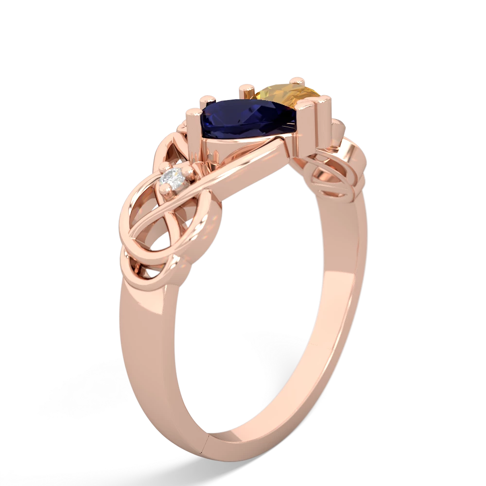 Sapphire 'One Heart' Celtic Knot Claddagh 14K Rose Gold ring R5322