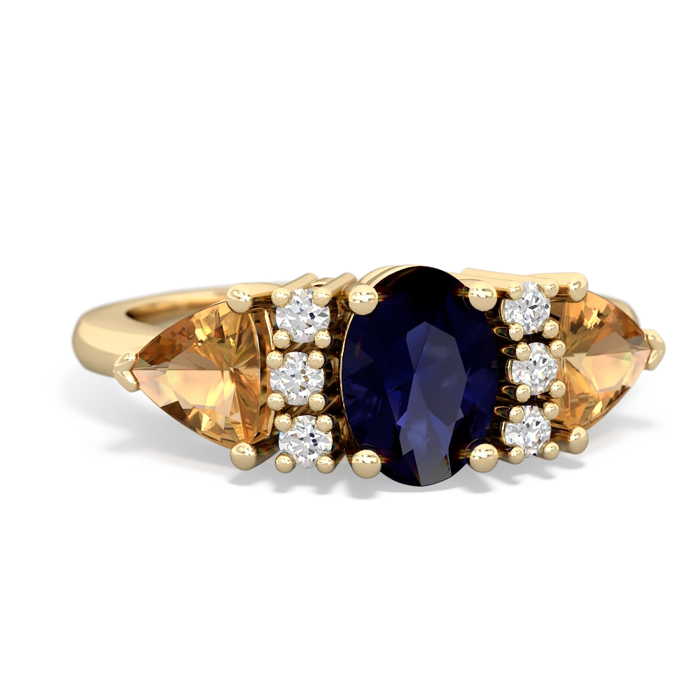 Sapphire Antique Style Three Stone 14K Yellow Gold ring R2186