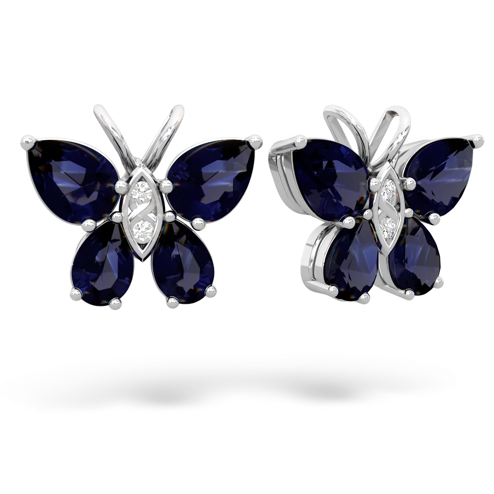 Sapphire Butterfly 14K White Gold earrings E2215
