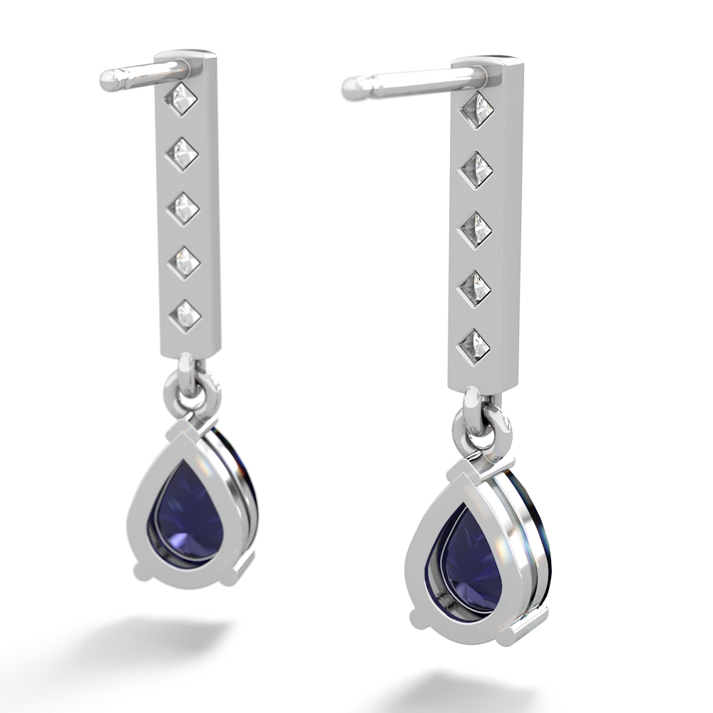 Sapphire Art Deco Diamond Drop 14K White Gold earrings E5324