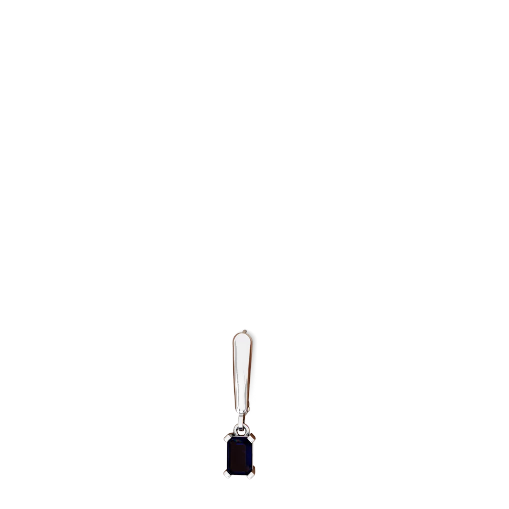 Sapphire 6X4mm Emerald-Cut Lever Back 14K White Gold earrings E2855