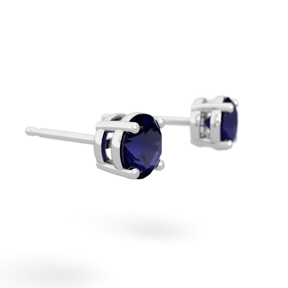Sapphire 5Mm Round Stud 14K White Gold earrings E1785