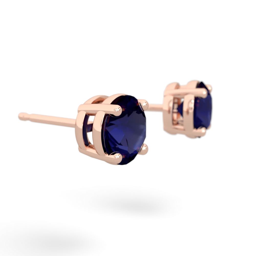 Sapphire 6Mm Round Stud 14K Rose Gold earrings E1786