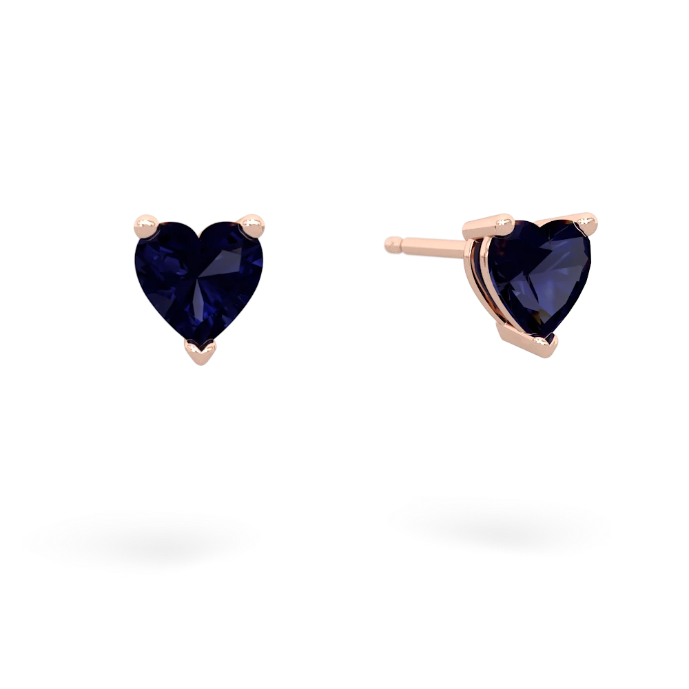 Sapphire 5Mm Heart Stud 14K Rose Gold earrings E1861