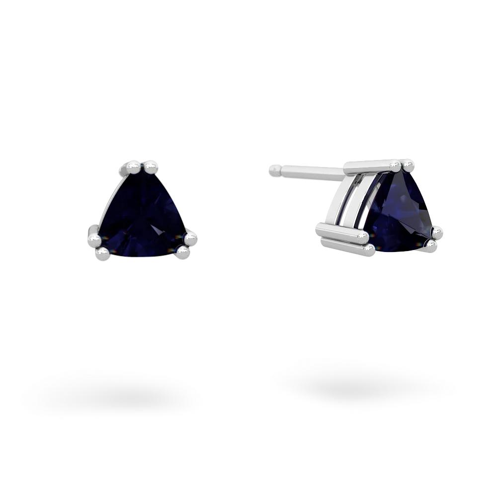 Sapphire 5Mm Trillion Stud 14K White Gold earrings E1858
