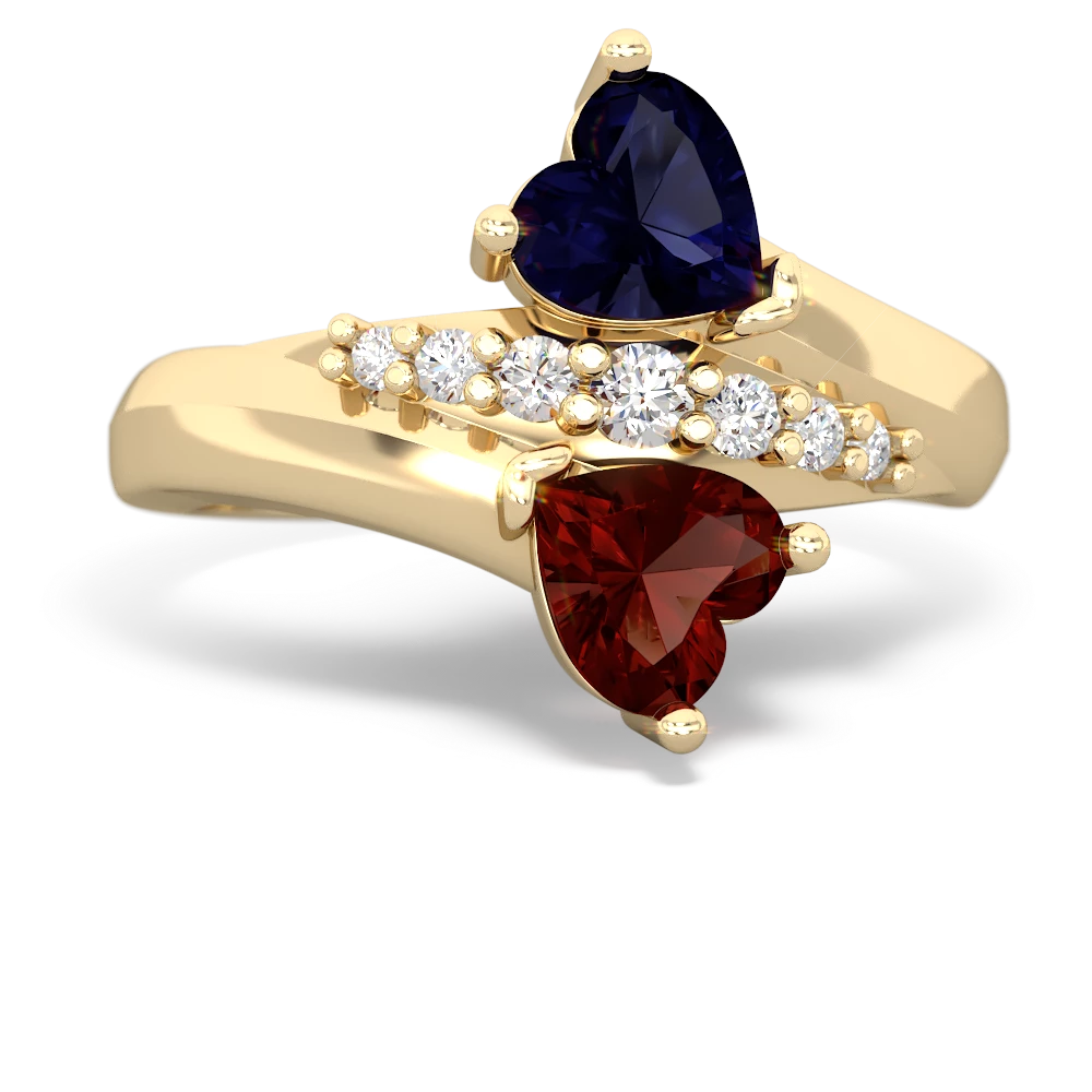 Sapphire Heart To Heart 14K Yellow Gold ring R2064