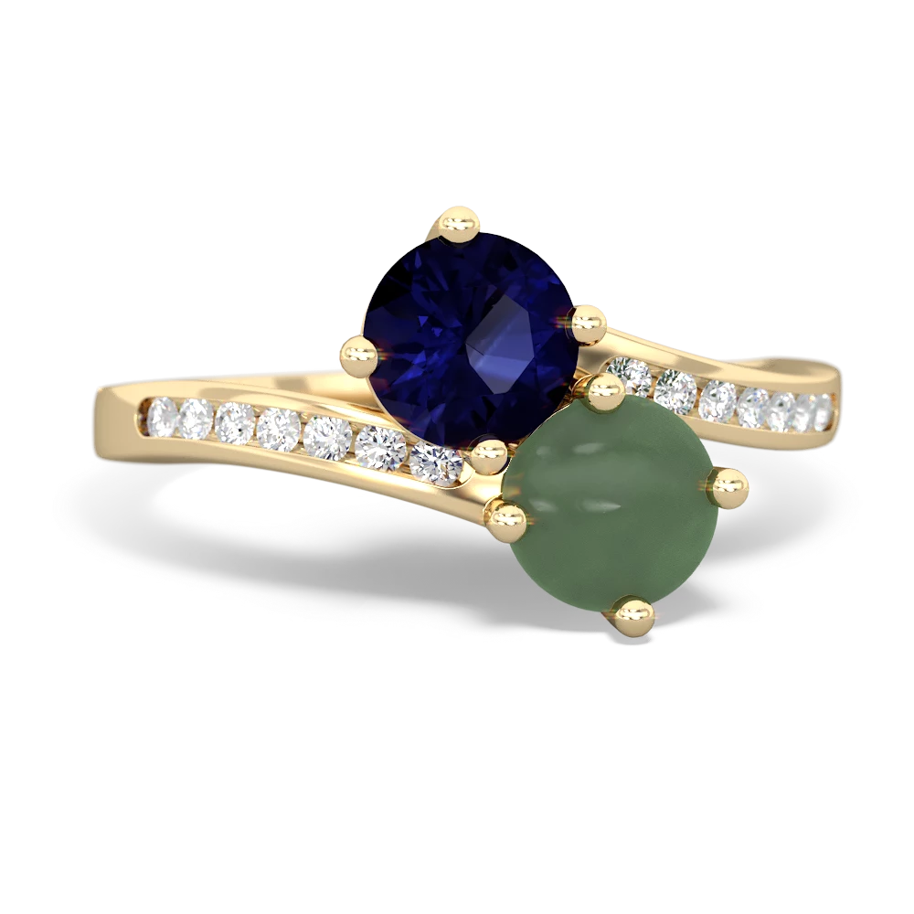 Sapphire Channel Set Two Stone 14K Yellow Gold ring R5303