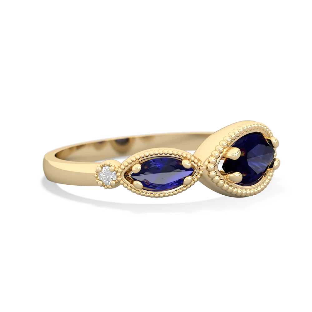 Sapphire Milgrain Marquise 14K Yellow Gold ring R5700