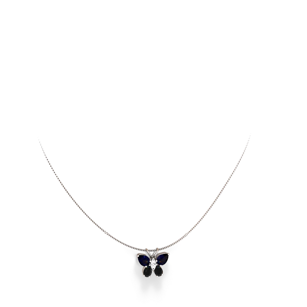 Sapphire Butterfly 14K White Gold pendant P2215