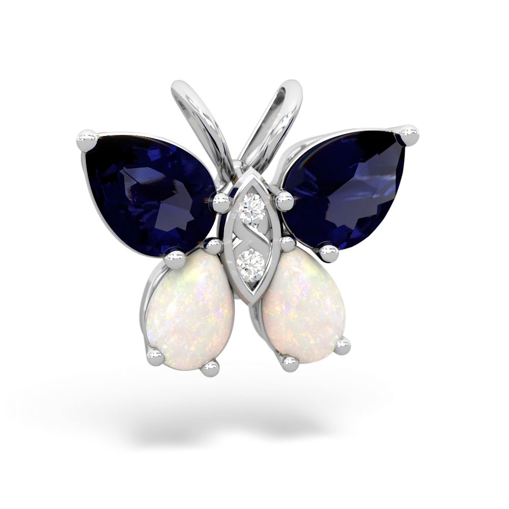 Sapphire Butterfly 14K White Gold pendant P2215