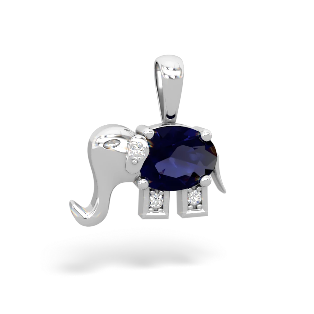 Sapphire Elephant 14K White Gold pendant P2555