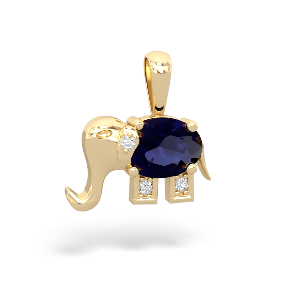 Sapphire Elephant 14K Yellow Gold pendant P2555