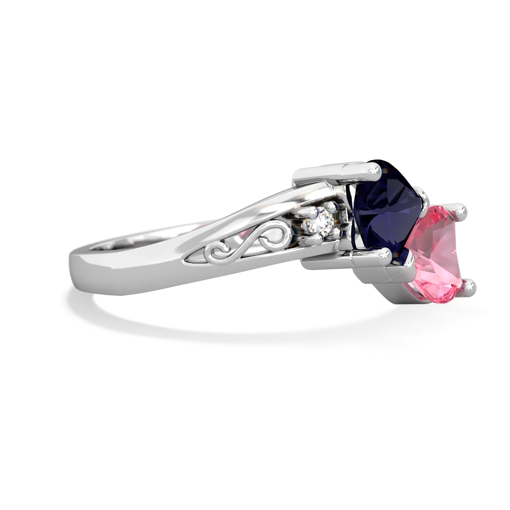 Sapphire Snuggling Hearts 14K White Gold ring R2178