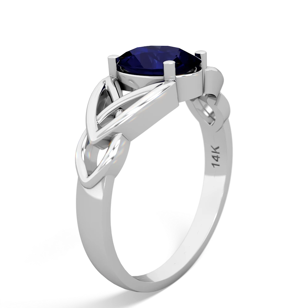 Sapphire Celtic Trinity Knot 14K White Gold ring R2389