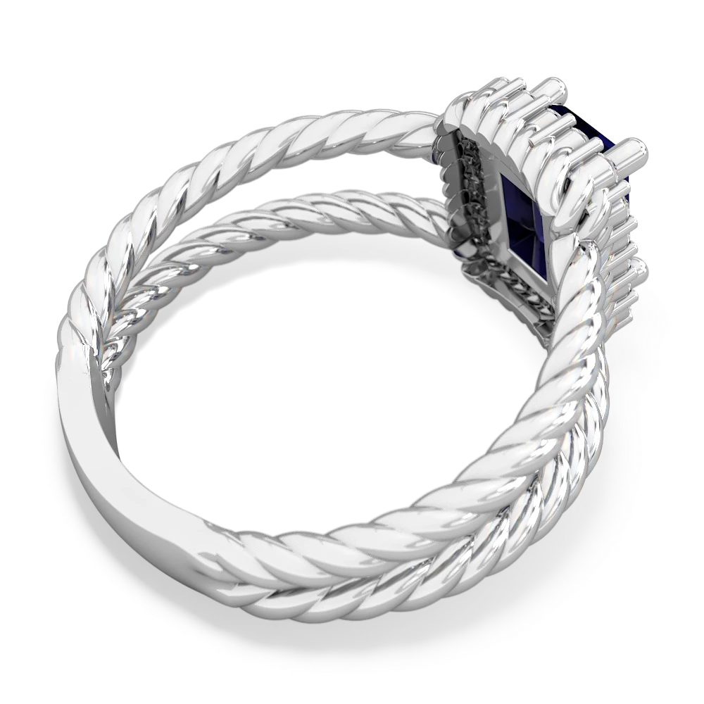 Sapphire Rope Split Band 14K White Gold ring R2628