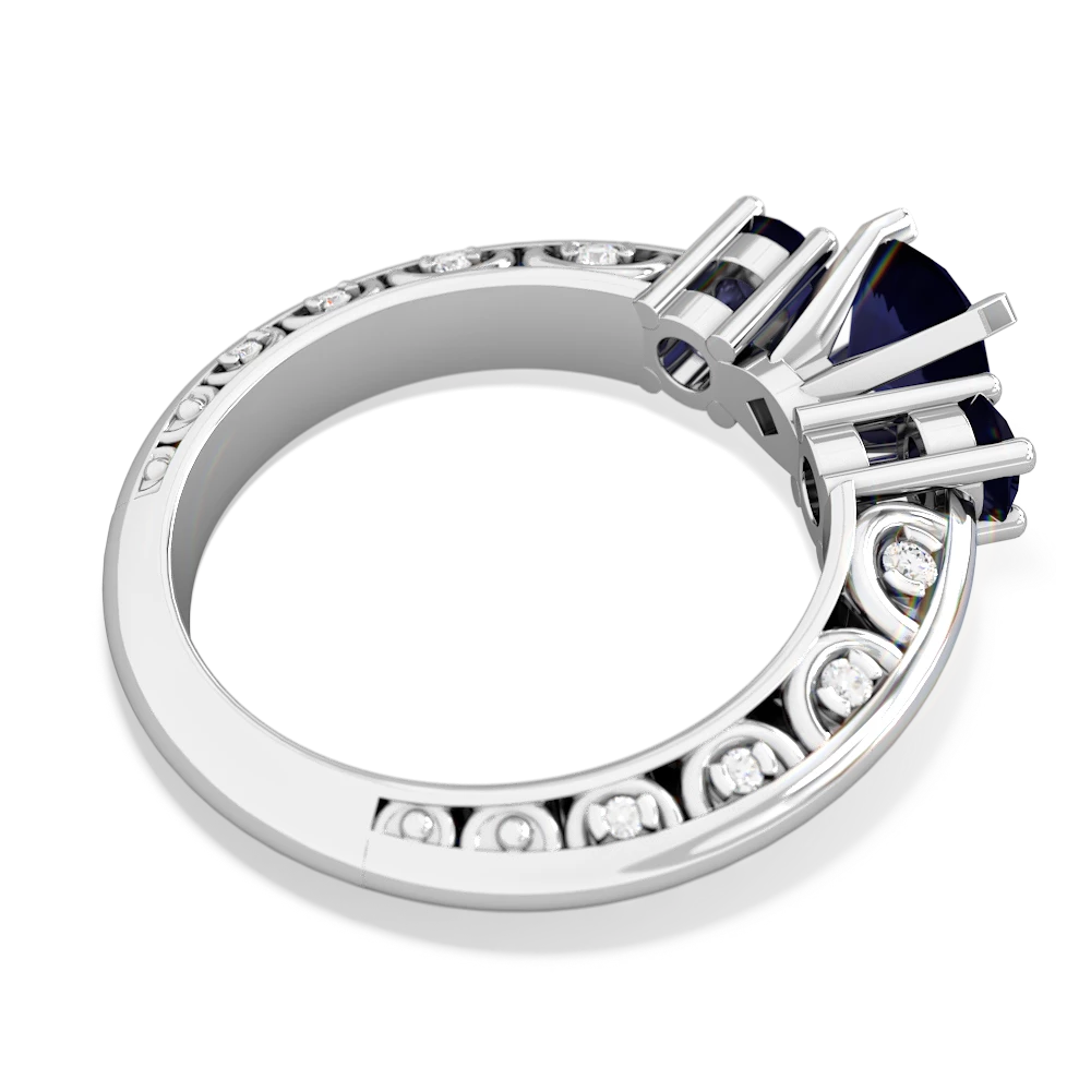 Sapphire Art Deco Eternal Embrace Engagement 14K White Gold ring C2003