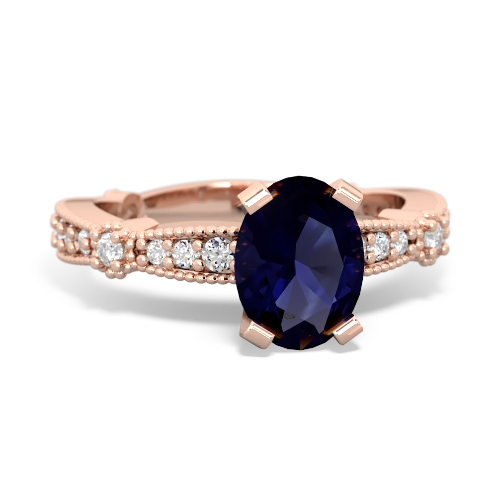 Sapphire Sparkling Tiara 8X6 Oval 14K Rose Gold ring R26298VL
