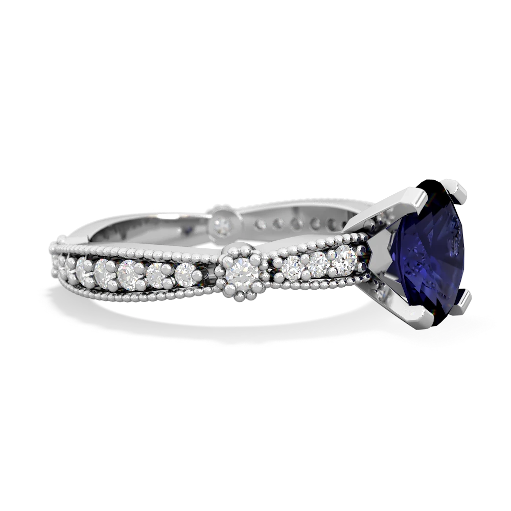 Sapphire Sparkling Tiara 8X6 Oval 14K White Gold ring R26298VL