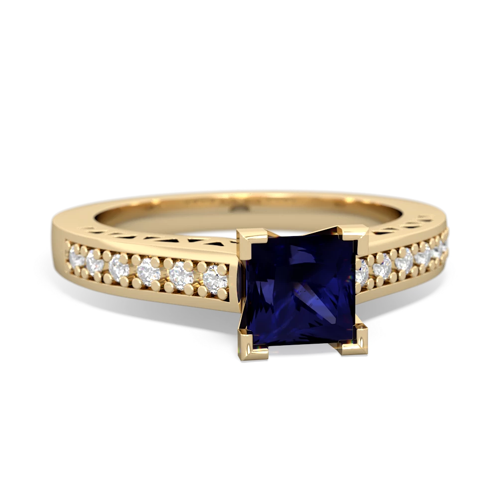 Sapphire Art Deco Engagement 5Mm Square 14K Yellow Gold ring R26355SQ