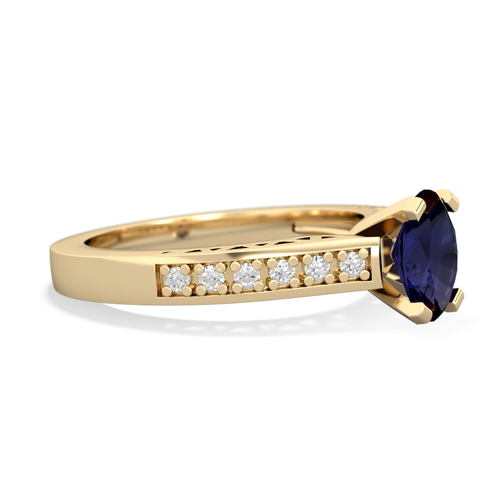 Sapphire Art Deco Engagement 7X5mm Oval 14K Yellow Gold ring R26357VL