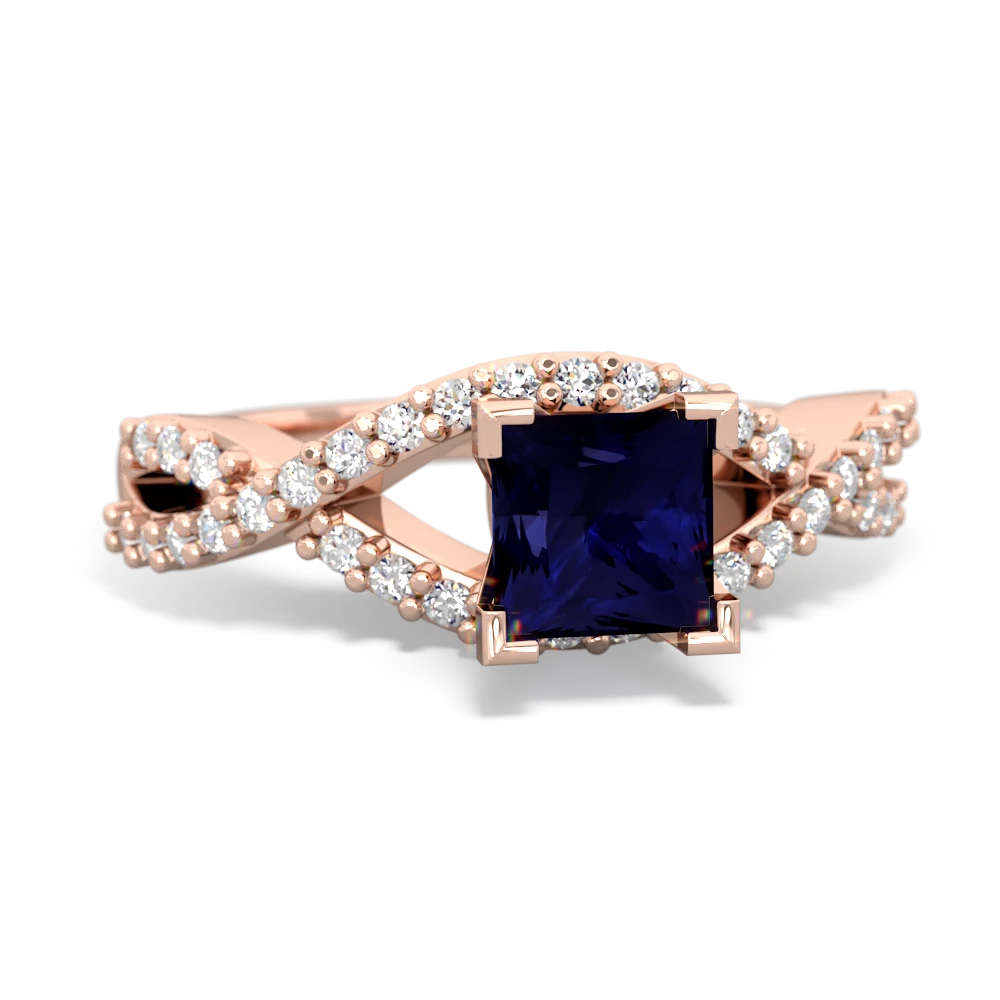 Sapphire Diamond Twist 5Mm Square Engagment  14K Rose Gold ring R26405SQ
