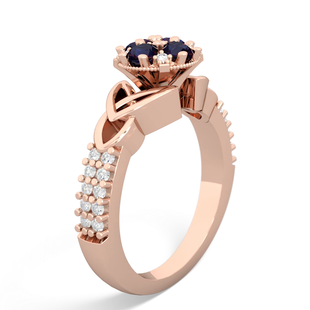Sapphire Celtic Knot Cluster Engagement 14K Rose Gold ring R26443RD