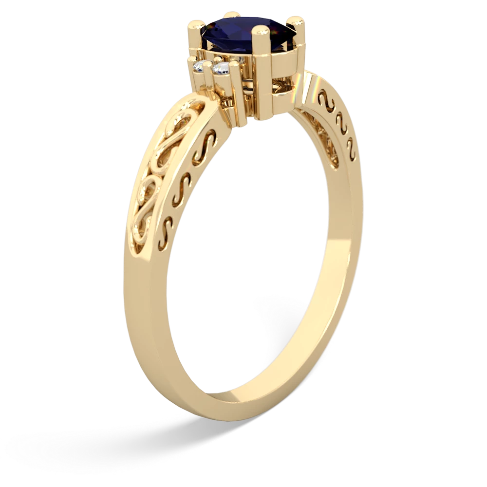 Sapphire Filligree Scroll Oval 14K Yellow Gold ring R0812
