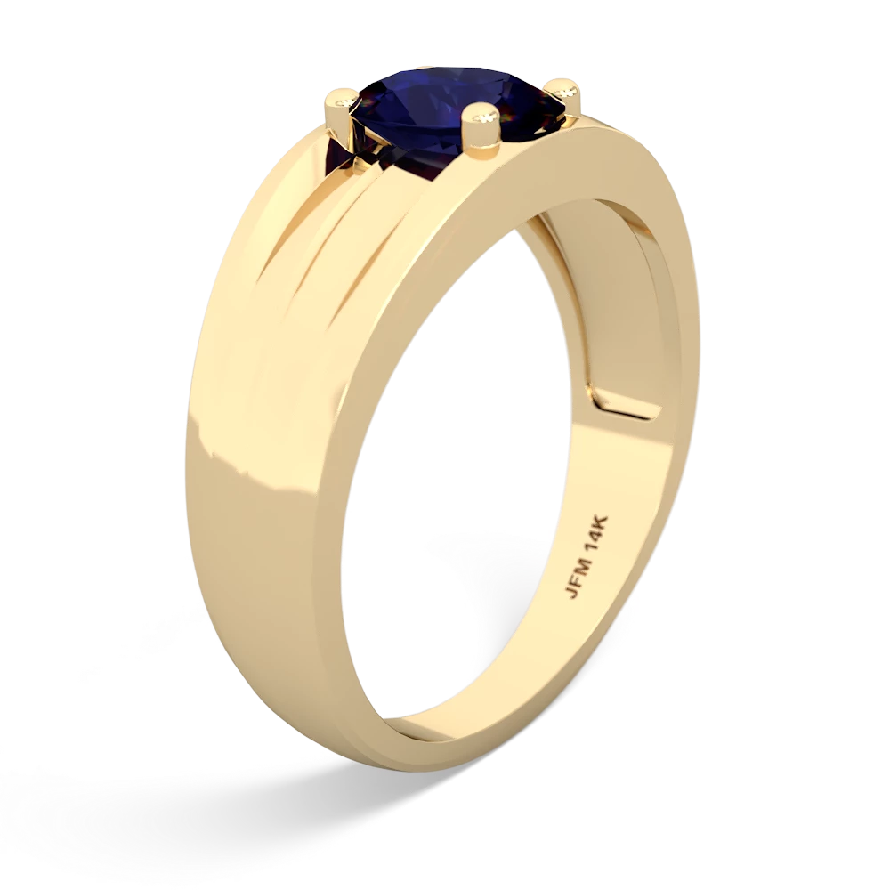Sapphire Men's Two Lane 14K Yellow Gold ring R0363